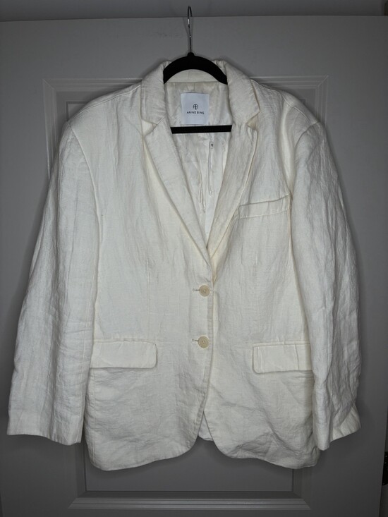 Anine Bing 100% Linen Quinn Blazer in Eggshell Cream Size Large - Picture 5 of 10